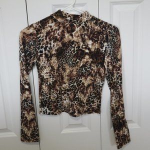 Animal Print Mock Neck